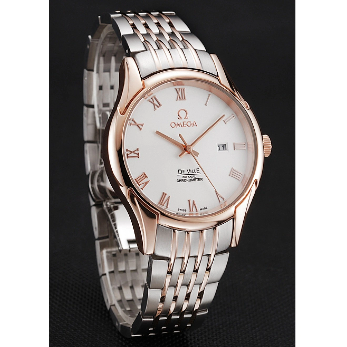 1026 Omega De Ville White Dial Rose Gold Case Two Tone Bracelet 1453781